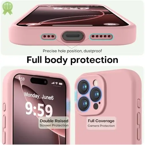 LOVE 3000 iPhone 16 Pro Max uchun mo'ljallangan g'ilof, Premium silikon [Yumshoq tirnalishga qarshi mikrofiber astar] Zarbadan himoya qiluvchi telefon g'ilofi erkaklar ayollar qizlar uchun 6,9