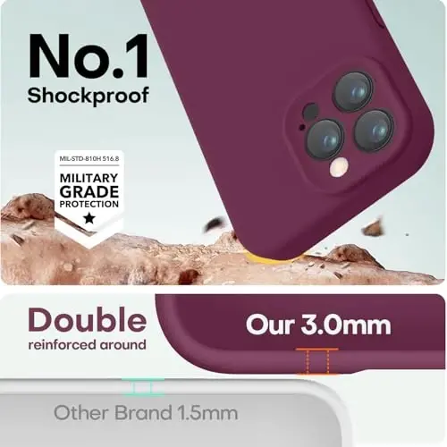 LOVE 3000 iPhone 16 Pro Max uchun mo'ljallangan g'ilof, Premium silikon, [Yumshoq tirnalishga qarshi mikrofiber astar] Zarbadan himoya qiluvchi telefon g'ilofi erkaklar ayollar qizlar uchun 6.9