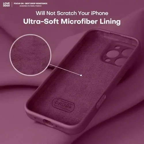 LOVE 3000 iPhone 16 Pro Max uchun mo'ljallangan g'ilof, Premium silikon, [Yumshoq tirnalishga qarshi mikrofiber astar] Zarbadan himoya qiluvchi telefon g'ilofi erkaklar ayollar qizlar uchun 6.9