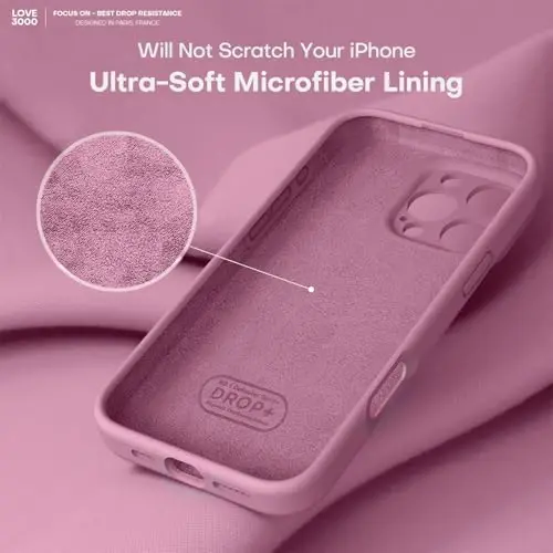 LOVE 3000 iPhone 16 Pro Max uchun mo'ljallangan g'ilof, [Yumshoq tirnalishga qarshi mikrofiber astar] bilan Premium silikon Zarba o'tkazmaydigan himoya telefon g'ilofi erkaklar ayollar qizlar uchun 6,9