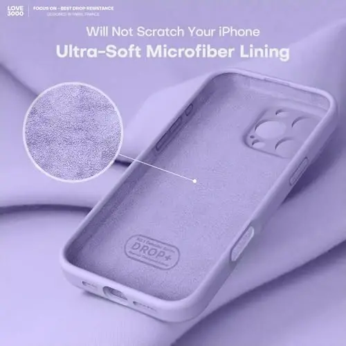 LOVE 3000 iPhone 16 Pro Max uchun mo'ljallangan g'ilof, [Yumshoq tirnalishga qarshi mikrofiber astarli] Premium silikon zarbga chidamli himoya telefon g'ilofi erkaklar ayollar qizlar uchun 6,9