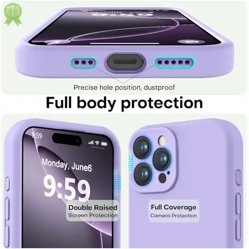 LOVE 3000 iPhone 16 Pro Max uchun mo'ljallangan g'ilof, [Yumshoq tirnalishga qarshi mikrofiber astarli] Premium silikon zarbga chidamli himoya telefon g'ilofi erkaklar ayollar qizlar uchun 6,9