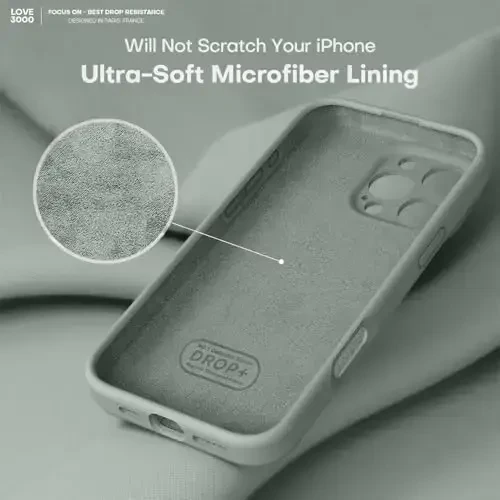 LOVE 3000 iPhone 16 Pro Max uchun mo'ljallangan g'ilof, yuqori sifatli silikon, [yumshoq tirnalishga qarshi mikrofiber astar] zarbga chidamli himoya telefon g'ilofi erkaklar ayollar qizlar uchun 6,9