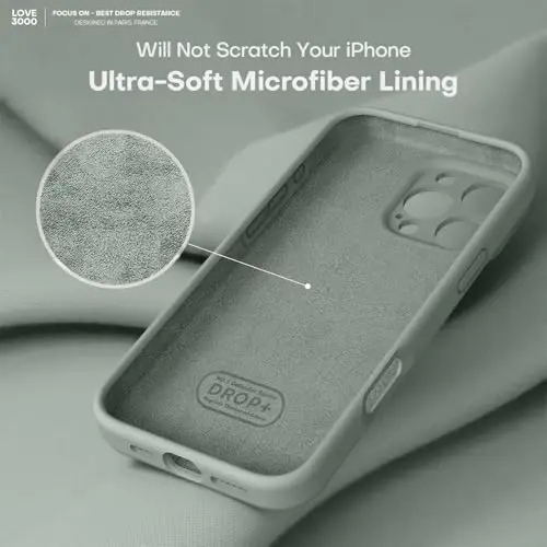 LOVE 3000 iPhone 16 Pro Max uchun mo'ljallangan g'ilof, yuqori sifatli silikon, [yumshoq tirnalishga qarshi mikrofiber astar] zarbga chidamli himoya telefon g'ilofi erkaklar ayollar qizlar uchun 6,9