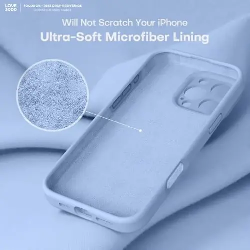 LOVE 3000 iPhone 16 Pro uchun g‘ilof, Premium silikon, [Yumshoq tirnalishga qarshi mikrofiber astar] Zarbadan himoya qiluvchi telefon g‘ilofi erkaklar, ayollar va qizlar uchun 6,3