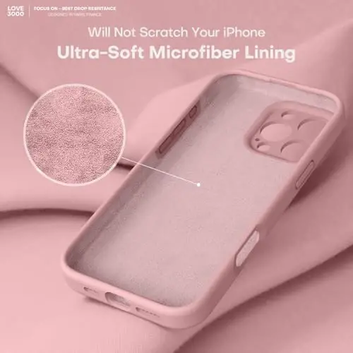 LOVE 3000 iPhone 16 Pro uchun g‘ilof, Premium silikon, [Yumshoq tirnalishga qarshi mikrofiber astar] Zarbalarga chidamli himoya telefon g‘ilofi erkaklar ayollar qizlar uchun 6,3