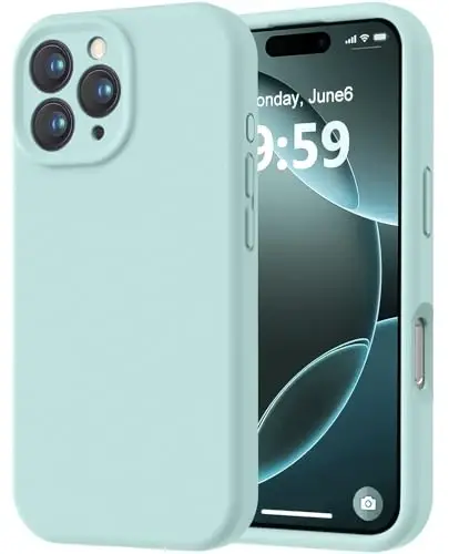 LOVE 3000 iPhone 16 Pro uchun g‘ilof, yuqori sifatli silikon [yumshoq tirnalishga qarshi mikrofiber astar] zarbga chidamli himoya telefon g‘ilofi erkaklar ayollar qizlar uchun 6,3 dyuym, yalpiz 