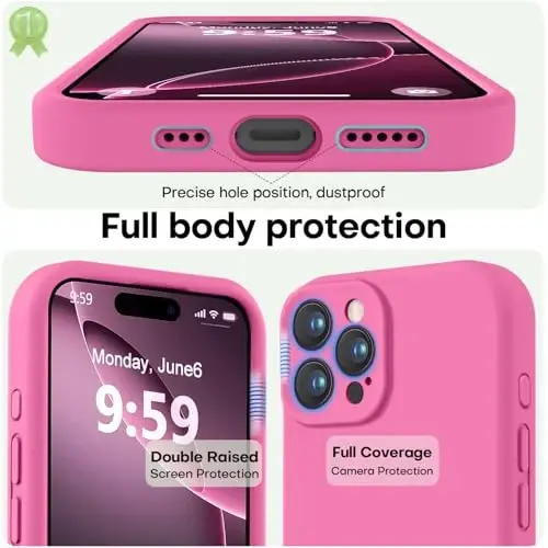 LOVE 3000 iPhone 16 Pro uchun mo'ljallangan g'ilof, Premium silikon [Yumshoq chizishga qarshi mikrofiber astar] Zarba o'tkazmaydigan himoya telefon g'ilofi erkaklar ayollar qizlar uchun 6.3