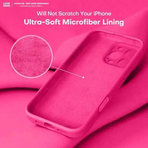 LOVE 3000 iPhone 16 Pro uchun mo'ljallangan g'ilof, Premium silikon [Yumshoq chizishga qarshi mikrofiber astar] Zarba o'tkazmaydigan himoya telefon g'ilofi erkaklar ayollar qizlar uchun 6,3