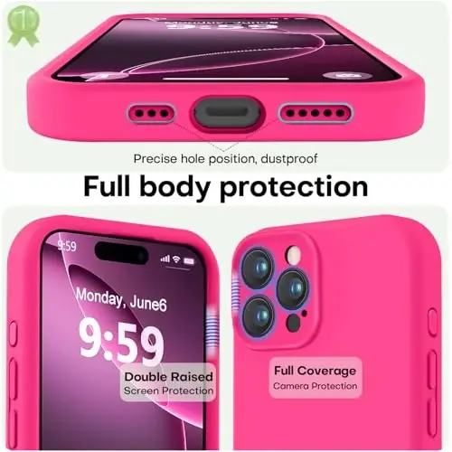 LOVE 3000 iPhone 16 Pro uchun mo'ljallangan g'ilof, Premium silikon [Yumshoq chizishga qarshi mikrofiber astar] Zarba o'tkazmaydigan himoya telefon g'ilofi erkaklar ayollar qizlar uchun 6,3