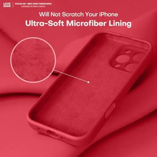LOVE 3000 iPhone 16 Pro uchun mo'ljallangan g'ilof, Premium silikon, [Yumshoq chizishga qarshi mikrofiber astar] Zarbadan himoya qiluvchi telefon g'ilofi erkaklar ayollar qizlar uchun 6,3