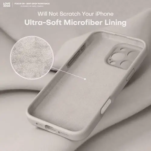 LOVE 3000 iPhone 16 Pro uchun mo'ljallangan g'ilof, Premium silikon [Yumshoq chizishga qarshi mikrofiber astar] Zarbadan himoya qiluvchi telefon g'ilofi erkaklar ayollar qizlar uchun 6,3