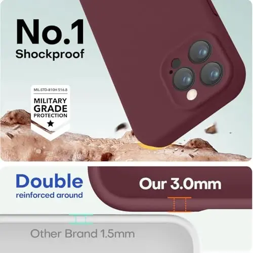 LOVE 3000 iPhone 16 Pro uchun mo'ljallangan g'ilof, Premium silikon [Yumshoq tirnalishga qarshi mikrofiber astar] Zarba o'tkazmaydigan himoya telefon g'ilofi erkaklar ayollar qizlar uchun 6,3