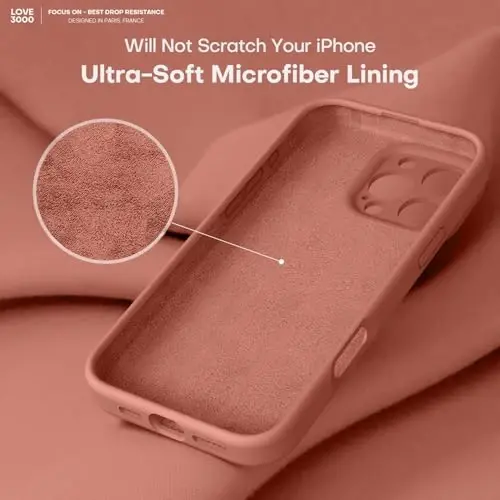 LOVE 3000 iPhone 16 Pro uchun mo'ljallangan g'ilof, Premium silikon [Yumshoq tirnalishga qarshi mikrofiber astar] Zarbadan himoya qiluvchi telefon g'ilofi erkaklar ayollar qizlar uchun 6,3