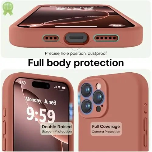 LOVE 3000 iPhone 16 Pro uchun mo'ljallangan g'ilof, Premium silikon [Yumshoq tirnalishga qarshi mikrofiber astar] Zarbadan himoya qiluvchi telefon g'ilofi erkaklar ayollar qizlar uchun 6,3