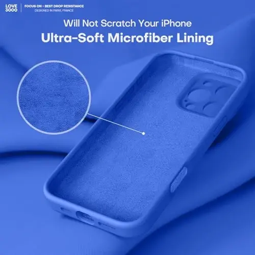 LOVE 3000 iPhone 16 Pro uchun mo'ljallangan g'ilof, Premium silikon, [Yumshoq tirnalishga qarshi mikrofiber astar] Zarbadan himoya qiluvchi telefon g'ilofi erkaklar ayollar qizlar uchun 6.3