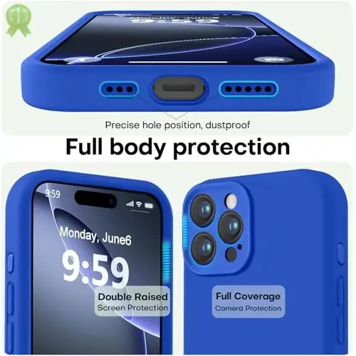 LOVE 3000 iPhone 16 Pro uchun mo'ljallangan g'ilof, Premium silikon, [Yumshoq tirnalishga qarshi mikrofiber astar] Zarbadan himoya qiluvchi telefon g'ilofi erkaklar ayollar qizlar uchun 6.3