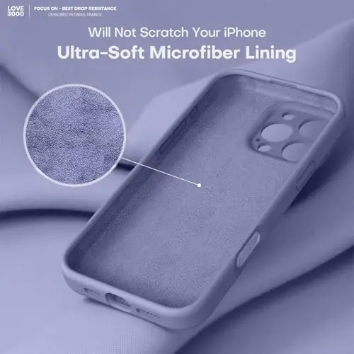 LOVE 3000 iPhone 16 Pro uchun mo'ljallangan g'ilof, Premium silikon [Yumshoq tirnalishga qarshi mikrofiber astar] Zarbadan himoya qiluvchi telefon g'ilofi erkaklar ayollar qizlar uchun 6,3