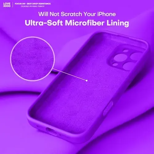 LOVE 3000 iPhone 16 Pro uchun mo'ljallangan g'ilof, Premium silikon [Yumshoq tirnalishga qarshi mikrofiber astar] Zarbadan himoya qiluvchi telefon g'ilofi erkaklar, ayollar, qizlar uchun 6,3