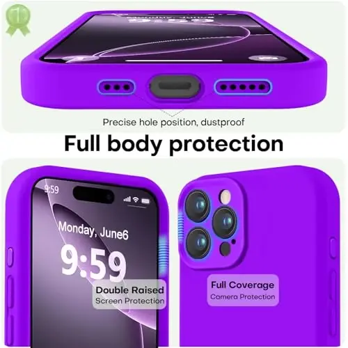 LOVE 3000 iPhone 16 Pro uchun mo'ljallangan g'ilof, Premium silikon [Yumshoq tirnalishga qarshi mikrofiber astar] Zarbadan himoya qiluvchi telefon g'ilofi erkaklar, ayollar, qizlar uchun 6,3