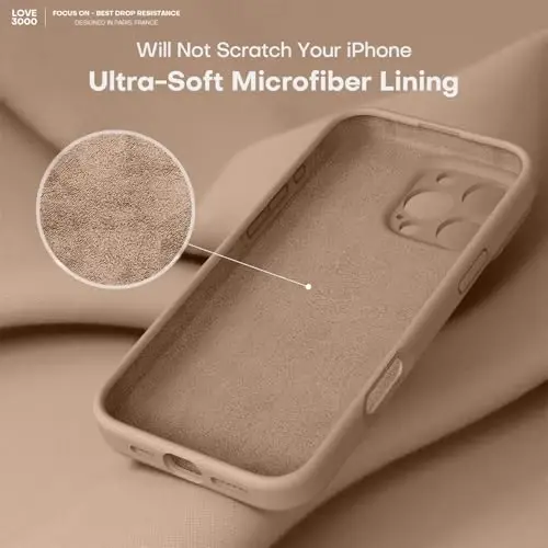 LOVE 3000 iPhone 16 Pro uchun mo'ljallangan g'ilof, Premium silikon [Yumshoq tirnalishga qarshi mikrofiber astar] Zarbadan himoya qiluvchi telefon g'ilofi erkaklar ayollar qizlar uchun 6,3
