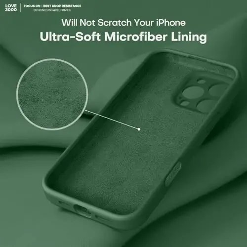 LOVE 3000 iPhone 16 Pro uchun mo'ljallangan g'ilof, Premium silikon [Yumshoq tirnalishga qarshi mikrofiber astar] Zarbadan himoya qiluvchi telefon g'ilofi erkaklar ayollar qizlar uchun 6,3
