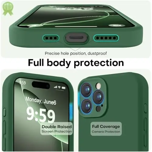 LOVE 3000 iPhone 16 Pro uchun mo'ljallangan g'ilof, Premium silikon [Yumshoq tirnalishga qarshi mikrofiber astar] Zarbadan himoya qiluvchi telefon g'ilofi erkaklar ayollar qizlar uchun 6,3