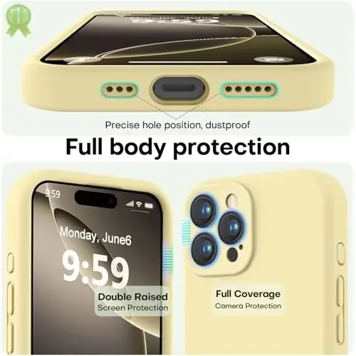 LOVE 3000 iPhone 16 Pro uchun mo'ljallangan g'ilof, Premium silikon, [Yumshoq tirnalishga qarshi mikrofiber astar] Zarbalarga chidamli himoya telefon g'ilofi erkaklar ayollar qizlar uchun 6,3