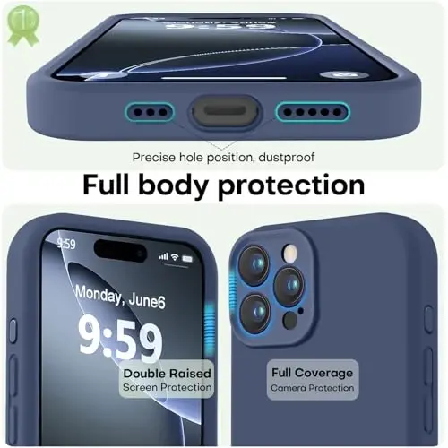 LOVE 3000 iPhone 16 Pro uchun mo'ljallangan g'ilof, Premium silikon, [Yumshoq tirnalishga qarshi mikrofiber astarli] zarbaga chidamli himoya telefon g'ilofi erkaklar ayollar qizlar uchun 6,3