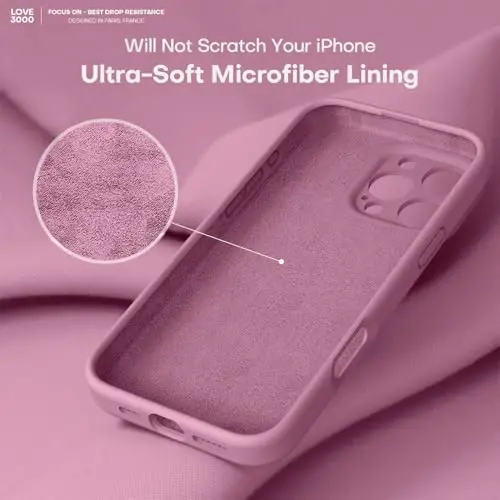 LOVE 3000 iPhone 16 Pro uchun mo'ljallangan g'ilof, [Yumshoq tirnalishga qarshi mikrofiber astar] bilan Premium silikon, erkaklar ayollar qizlar uchun zarbaga chidamli himoya telefon g'ilofi 6,3
