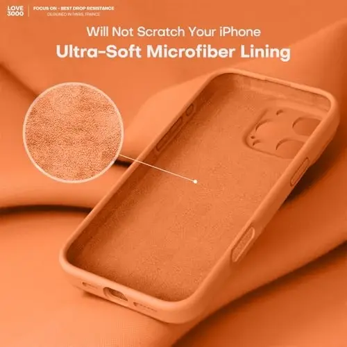 LOVE 3000 iPhone 16 Pro uchun mo'ljallangan g'ilof, [Yumshoq tirnalishga qarshi mikrofiber astarli] Premium silikon, erkaklar, ayollar va qizlar uchun zarbga chidamli himoya telefon g'ilofi 6,3