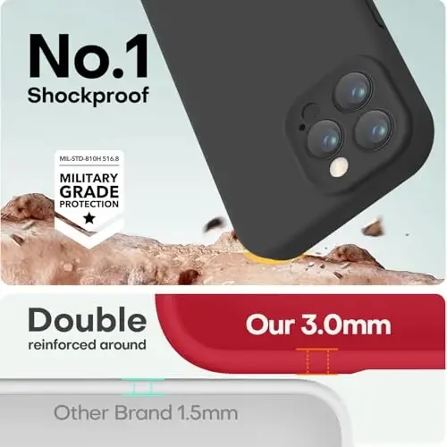 LOVE 3000 iPhone 16 Pro uchun mo'ljallangan g'ilof, yuqori sifatli silikon [Yumshoq tirnalishga qarshi mikrofiber astar] Zarbadan himoya qiluvchi telefon g'ilofi erkaklar ayollar qizlar uchun 6,3