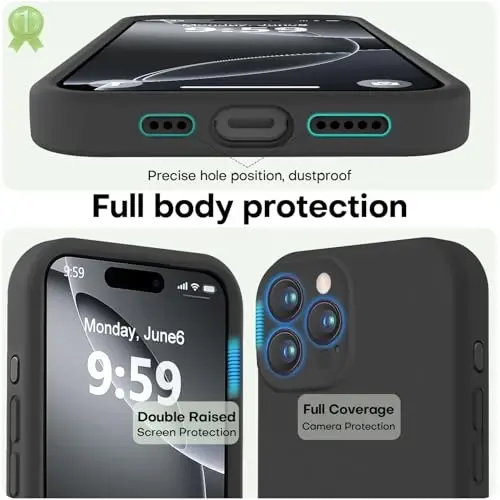LOVE 3000 iPhone 16 Pro uchun mo'ljallangan g'ilof, yuqori sifatli silikon [Yumshoq tirnalishga qarshi mikrofiber astar] Zarbadan himoya qiluvchi telefon g'ilofi erkaklar ayollar qizlar uchun 6,3