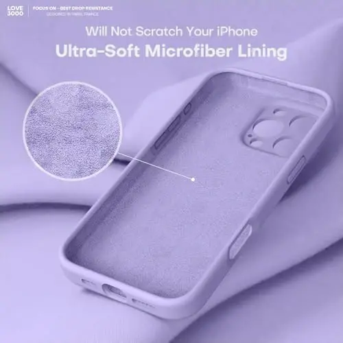 LOVE 3000 iPhone 16 Pro uchun mo'ljallangan g'ilof, yuqori sifatli silikon [Yumshoq tirnalishga qarshi mikrofiber astar] Zarbalarga chidamli himoya telefon g'ilofi erkaklar ayollar qizlar uchun 6,3