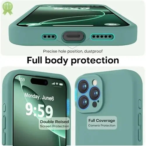 LOVE 3000 iPhone 16 Pro uchun mo'ljallangan g'ilof, yuqori sifatli silikon [Yumshoq tirnalishga qarshi mikrofiber astar] Zarbalarga chidamli himoya telefon g'ilofi erkaklar ayollar qizlar uchun 6.3