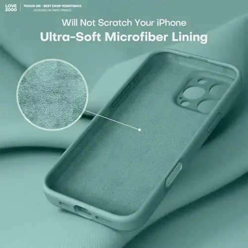 LOVE 3000 iPhone 16 Pro uchun mo'ljallangan g'ilof, yuqori sifatli silikon [Yumshoq tirnalishga qarshi mikrofiber astar] Zarbalarga chidamli himoya telefon g'ilofi erkaklar ayollar qizlar uchun 6.3