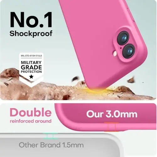 LOVE 3000 iPhone 16 uchun g'ilof, Premium silikon [[Yumshoq tirnalishga qarshi mikrofiber astar]] Zarba o'tkazmaydigan himoya g'ilofi erkaklar ayollar qizlar uchun 6.1