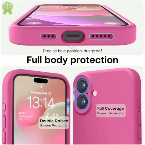 LOVE 3000 iPhone 16 uchun g'ilof, Premium silikon [[Yumshoq tirnalishga qarshi mikrofiber astar]] Zarba o'tkazmaydigan himoya g'ilofi erkaklar ayollar qizlar uchun 6.1