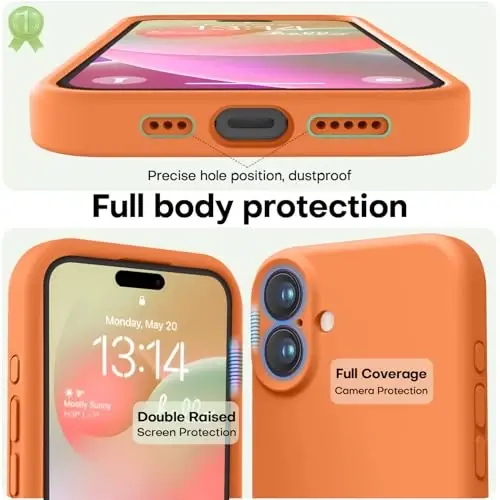 LOVE 3000 iPhone 16 uchun g'ilof, Premium silikon, [Yumshoq tirnalishga qarshi mikrofiber astar] Zarba o'tkazmaydigan himoya g'ilofi erkaklar ayollar qizlar uchun 6.1