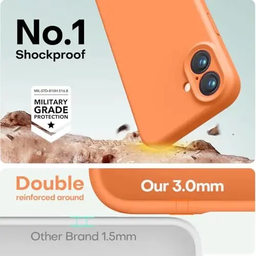 LOVE 3000 iPhone 16 uchun g'ilof, Premium silikon, [Yumshoq tirnalishga qarshi mikrofiber astar] Zarba o'tkazmaydigan himoya g'ilofi erkaklar ayollar qizlar uchun 6.1