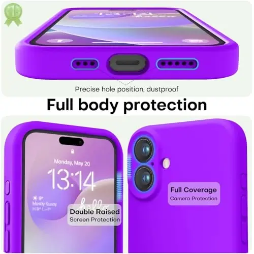 LOVE 3000 iPhone 16 uchun g'ilof, Premium silikon, [Yumshoq tirnalishga qarshi mikrofiber astar] Zarbadan himoya qiluvchi telefon g'ilofi erkaklar ayollar qizlar uchun 6.1