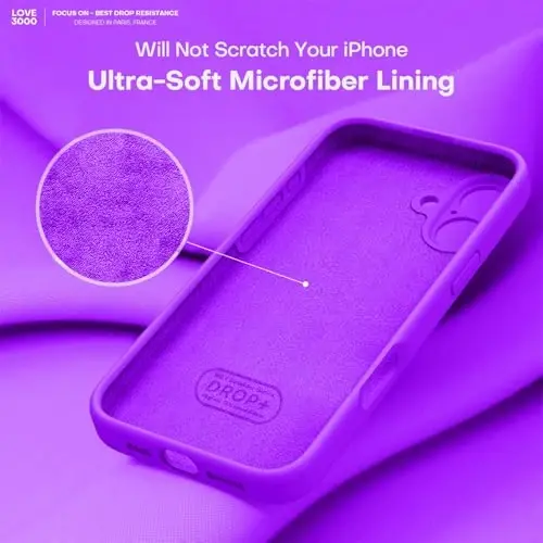 LOVE 3000 iPhone 16 uchun g'ilof, Premium silikon, [Yumshoq tirnalishga qarshi mikrofiber astar] Zarbadan himoya qiluvchi telefon g'ilofi erkaklar ayollar qizlar uchun 6.1