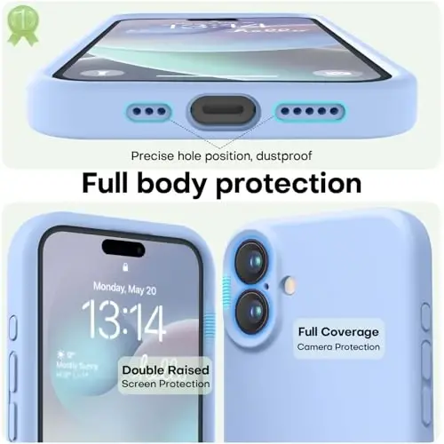 LOVE 3000 iPhone 16 uchun g'ilof, Premium silikon, [Yumshoq tirnalishga qarshi mikrofiber astar] Zarbadan himoya qiluvchi telefon g'ilofi erkaklar ayollar qizlar uchun 6.1