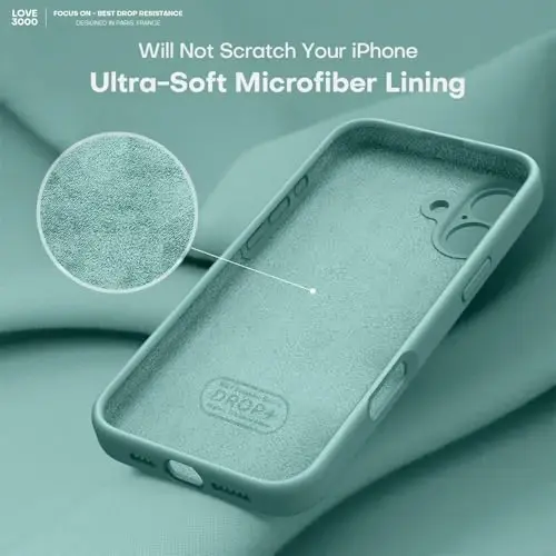 LOVE 3000 iPhone 16 uchun g‘ilof, Premium silikon, [Yumshoq tirnalishga qarshi mikrofiber astar] Zarbadan himoya qiluvchi telefon g‘ilofi erkaklar ayollar qizlar uchun 6.1