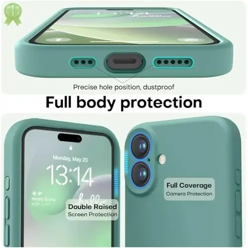 LOVE 3000 iPhone 16 uchun g‘ilof, Premium silikon, [Yumshoq tirnalishga qarshi mikrofiber astar] Zarbadan himoya qiluvchi telefon g‘ilofi erkaklar ayollar qizlar uchun 6.1