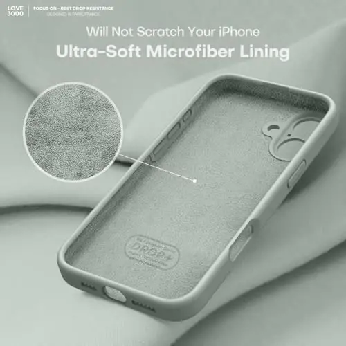 LOVE 3000 iPhone 16 uchun g'ilof, Premium silikon [Yumshoq tirnalishga qarshi mikrofiber astar] Zarbalarga chidamli himoya telefon g'ilofi erkaklar ayollar qizlar uchun 6.1