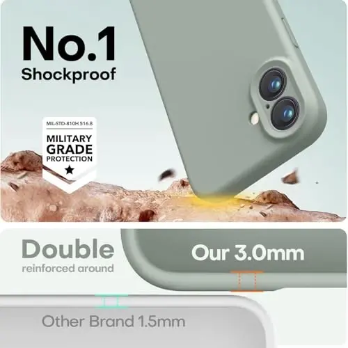 LOVE 3000 iPhone 16 uchun g'ilof, Premium silikon [Yumshoq tirnalishga qarshi mikrofiber astar] Zarbalarga chidamli himoya telefon g'ilofi erkaklar ayollar qizlar uchun 6.1