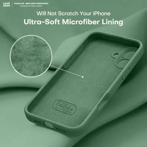 LOVE 3000 iPhone 16 uchun g'ilof, Premium silikon, [Yumshoq tirnalishga qarshi mikrofiber astarli] Zarba o'tkazmaydigan himoya g'ilofi erkaklar ayollar qizlar uchun 6.1
