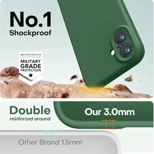 LOVE 3000 iPhone 16 uchun g'ilof, Premium silikon, [Yumshoq tirnalishga qarshi mikrofiber astarli] Zarba o'tkazmaydigan himoya g'ilofi erkaklar ayollar qizlar uchun 6.1