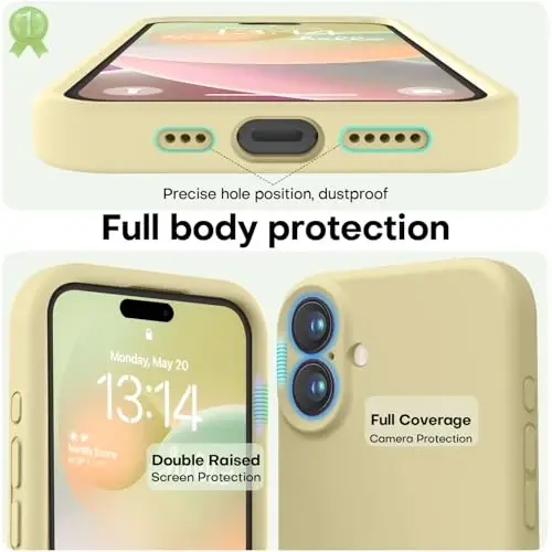 LOVE 3000 iPhone 16 uchun g'ilof, yuqori sifatli silikon [Yumshoq chizishga qarshi mikrofiber astar] Zarbadan himoya qiluvchi telefon g'ilofi erkaklar ayollar qizlar 6,1